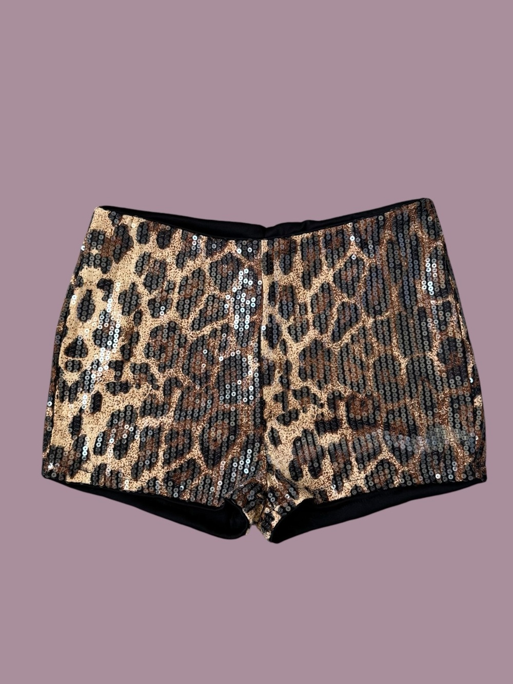 Leopard Print Sequin Shorts